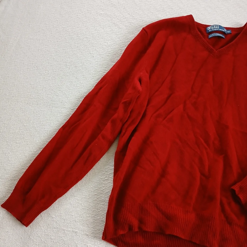 polo ralph lauren ♡ lambswool sweater mens xl red ivy prep academic minimalist